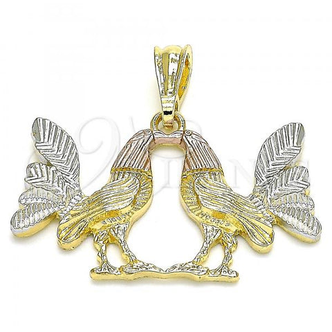 Oro Laminado Fancy Pendant, Gold Filled Style Polished, Tricolor, 05.351.0166