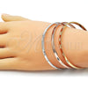 Oro Laminado Trio Bangle, Gold Filled Style Diamond Cutting Finish, Tricolor, 07.282.0044