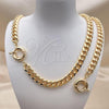 Oro Laminado Necklace and Bracelet, Gold Filled Style Chunky Design, Polished, Golden Finish, 06.319.0008