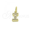 Oro Laminado Fancy Pendant, Gold Filled Style Initials Design, with White Cubic Zirconia, Polished, Golden Finish, 05.341.0029