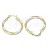 Oro Laminado Medium Hoop, Gold Filled Style Diamond Cutting Finish, Tricolor, 02.213.0152.1.30