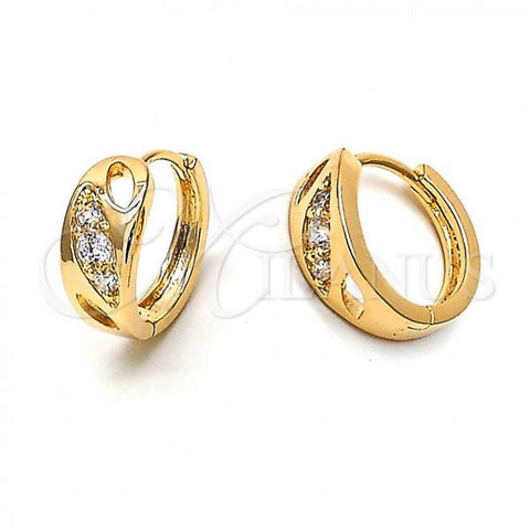 Oro Laminado Huggie Hoop, Gold Filled Style with White Cubic Zirconia, Polished, Golden Finish, 5.131.024