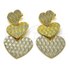 Oro Laminado Long Earring, Gold Filled Style Heart Design, Polished, Golden Finish, 02.213.0431.1