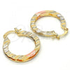 Oro Laminado Small Hoop, Gold Filled Style Diamond Cutting Finish, Tricolor, 02.170.0199.25