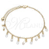 Oro Laminado Charm Anklet , Gold Filled Style Ball Design, Polished, Tricolor, 03.331.0110.10