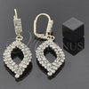 Oro Laminado Dangle Earring, Gold Filled Style with White Cubic Zirconia, Polished, Golden Finish, 5.091.008