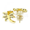 Oro Laminado Stud Earring, Gold Filled Style Tree Design, with White Cubic Zirconia, Polished, Golden Finish, 02.195.0094