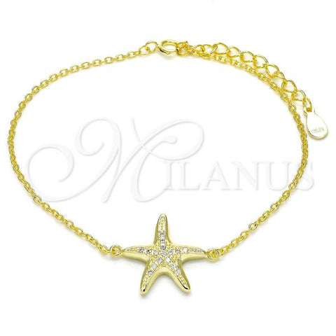 Sterling Silver Fancy Bracelet, with White Micro Pave, Polished, Golden Finish, 03.336.0043.2.07