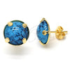 Oro Laminado Stud Earring, Gold Filled Style with Sapphire Blue Opal, Blue Enamel Finish, Golden Finish, 02.65.0052