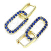 Oro Laminado Huggie Hoop, Gold Filled Style Paperclip Design, with Sapphire Blue Cubic Zirconia, Polished, Golden Finish, 02.210.0471.2.12
