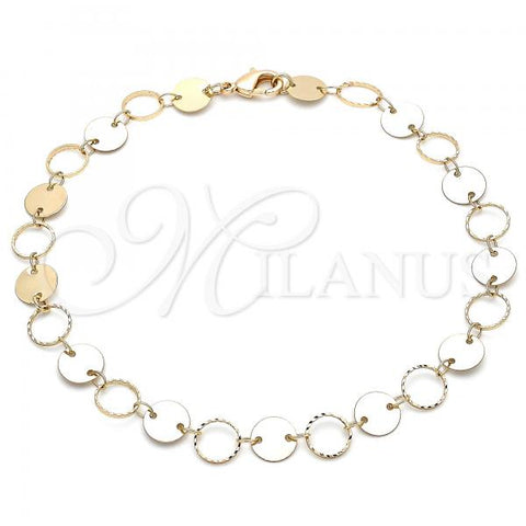 Oro Laminado Fancy Anklet, Gold Filled Style Polished, Golden Finish, 03.213.0123.10