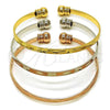 Oro Laminado Trio Bangle, Gold Filled Style Diamond Cutting Finish, Tricolor, 07.282.0044
