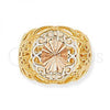 Oro Laminado Elegant Ring, Gold Filled Style Filigree Design, Diamond Cutting Finish, Tricolor, 5.173.009.06 (Size 6)
