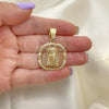Oro Laminado Religious Pendant, Gold Filled Style Jesus Design, with White Micro Pave, Polished, Golden Finish, 05.120.0039