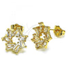 Oro Laminado Stud Earring, Gold Filled Style with White Cubic Zirconia, Polished, Golden Finish, 02.283.0050