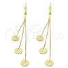 Oro Laminado Long Earring, Gold Filled Style Diamond Cutting Finish, Golden Finish, 02.63.0621