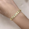 Oro Laminado Solid Bracelet, Gold Filled Style Diamond Cutting Finish, Golden Finish, 03.102.0077.1.07