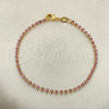 Oro Laminado Tennis Bracelet, Gold Filled Style with Pink Cubic Zirconia, Polished, Golden Finish, 03.58.0065.3.07