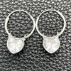 Sterling Silver Small Hoop, Heart Design, with White Cubic Zirconia, Polished, Silver Finish, 02.402.0039.15