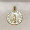 Oro Laminado Religious Pendant, Gold Filled Style San Judas Design, Diamond Cutting Finish, Golden Finish, 05.213.0150