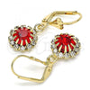 Oro Laminado Dangle Earring, Gold Filled Style with Garnet and White Crystal, Polished, Golden Finish, 02.122.0113.1