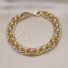 Oro Laminado Basic Bracelet, Gold Filled Style Diamond Cutting Finish, Tricolor, 03.331.0153.1.09