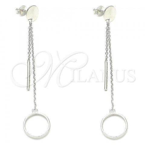 Sterling Silver Long Earring, Polished, Rhodium Finish, 02.186.0195