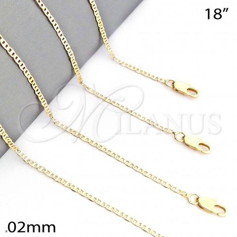 Oro Laminado Basic Necklace, Gold Filled Style Mariner Design, Polished, Golden Finish, 04.99.0014.18
