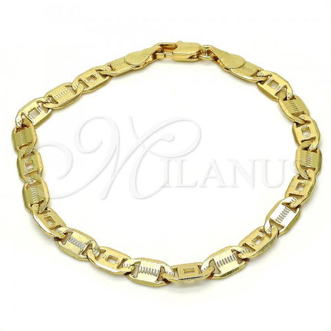 Oro Laminado Basic Bracelet, Gold Filled Style Pave Mariner Design, Polished, Golden Finish, 04.63.1339.08