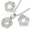 Rhodium Plated Earring and Pendant Adult Set, with White Cubic Zirconia, Polished, Rhodium Finish, 10.106.0011.1
