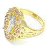 Oro Laminado Elegant Ring, Gold Filled Style San Judas Design, Polished, Tricolor, 01.253.0030.07 (Size 7)
