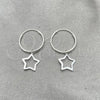 Sterling Silver Small Hoop, Star Design, Polished, Silver Finish, 02.402.0049.15