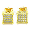 Oro Laminado Stud Earring, Gold Filled Style with White Cubic Zirconia, Polished, Golden Finish, 02.342.0042