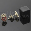 Oro Laminado Stud Earring, Gold Filled Style Heart Design, Red Enamel Finish, Golden Finish, 02.64.0205 *PROMO*