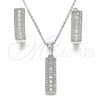 Sterling Silver Earring and Pendant Adult Set, with White Cubic Zirconia, Polished, Rhodium Finish, 10.286.0037