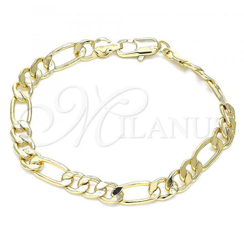 Oro Laminado Basic Bracelet, Gold Filled Style Figaro Design, Polished, Golden Finish, 04.63.1412.07