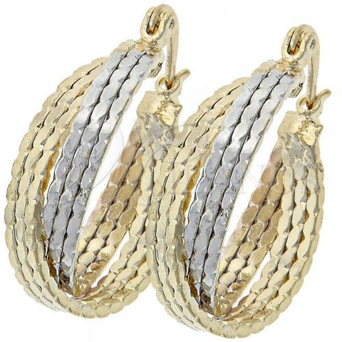 Oro Laminado Small Hoop, Gold Filled Style Diamond Cutting Finish, Tricolor, 5.146.002
