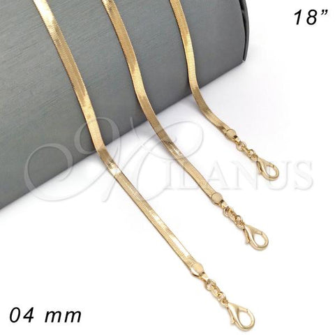 Oro Laminado Basic Necklace, Gold Filled Style Herringbone Design, Polished, Golden Finish, 04.58.0020.18