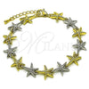 Oro Laminado Tennis Bracelet, Gold Filled Style Star Design, Diamond Cutting Finish, Two Tone, 03.341.0243.07