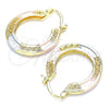Oro Laminado Small Hoop, Gold Filled Style Evil Eye Design, Polished, Tricolor, 02.170.0345.25