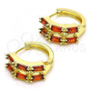 Oro Laminado Huggie Hoop, Gold Filled Style with Garnet Cubic Zirconia, Polished, Golden Finish, 02.210.0730.1.15