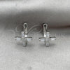 Sterling Silver Leverback Earring, Cross Design, with White Cubic Zirconia, Polished, Rhodium Finish, 02.398.0001