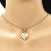Oro Laminado Locket Pendant, Gold Filled Style Heart and Virgen Maria Design, Polished, Golden Finish, 05.117.0028
