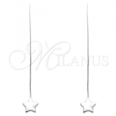 Sterling Silver Threader Earring, Star Design, Polished, Rhodium Finish, 02.332.0081