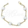 Oro Laminado Fancy Bracelet, Gold Filled Style Ball Design, with White Opal, Golden Finish, 03.63.1158.07