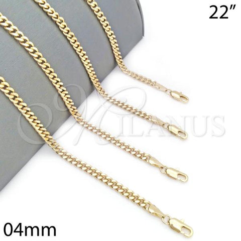 Oro Laminado Basic Necklace, Gold Filled Style Miami Cuban Design, Polished, Golden Finish, 04.63.1397.22