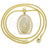 Oro Laminado Pendant Necklace, Gold Filled Style Guadalupe Design, Polished, Golden Finish, 04.106.0043.1.20