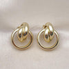 Oro Laminado Stud Earring, Gold Filled Style Chunky and Hollow Design, Polished, Golden Finish, 02.213.0647