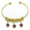 Oro Laminado Individual Bangle, Gold Filled Style Evil Eye Design, Polished, Golden Finish, 07.93.0012