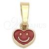 Oro Laminado Fancy Pendant, Gold Filled Style Heart Design, Red Enamel Finish, Golden Finish, 05.163.0078.3